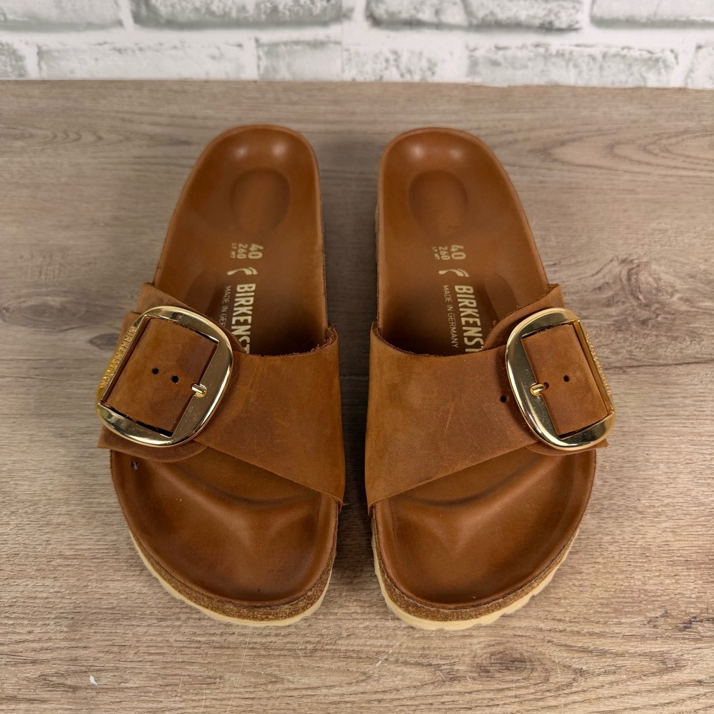 Birkenstock Madrid Big Buckle Oiled Leather Cognac Womens 40